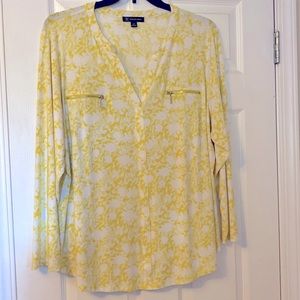 INC Yellow Print Top Neck